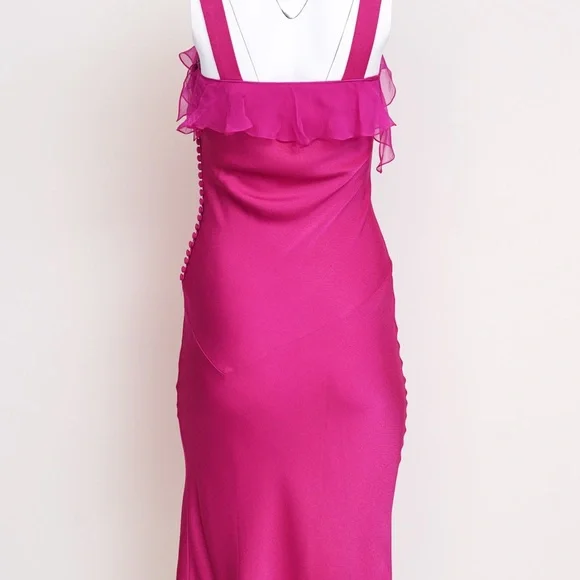 Christian Dior Pink Chiffon Gown With Metal Logo Straps